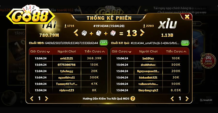 Bật mí các tuyệt chiêu chinh phục Tài Xỉu MD5