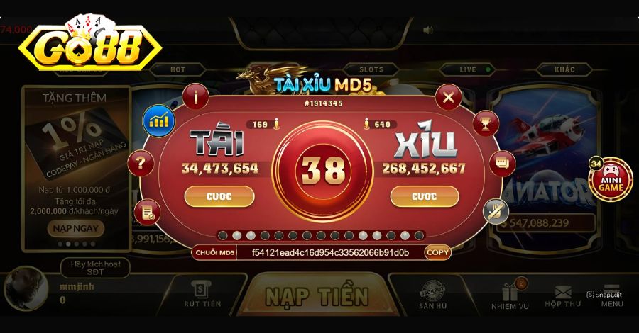 Chia sẻ luật chơi Tài Xỉu MD5 cơ bản tại cổng game Go88